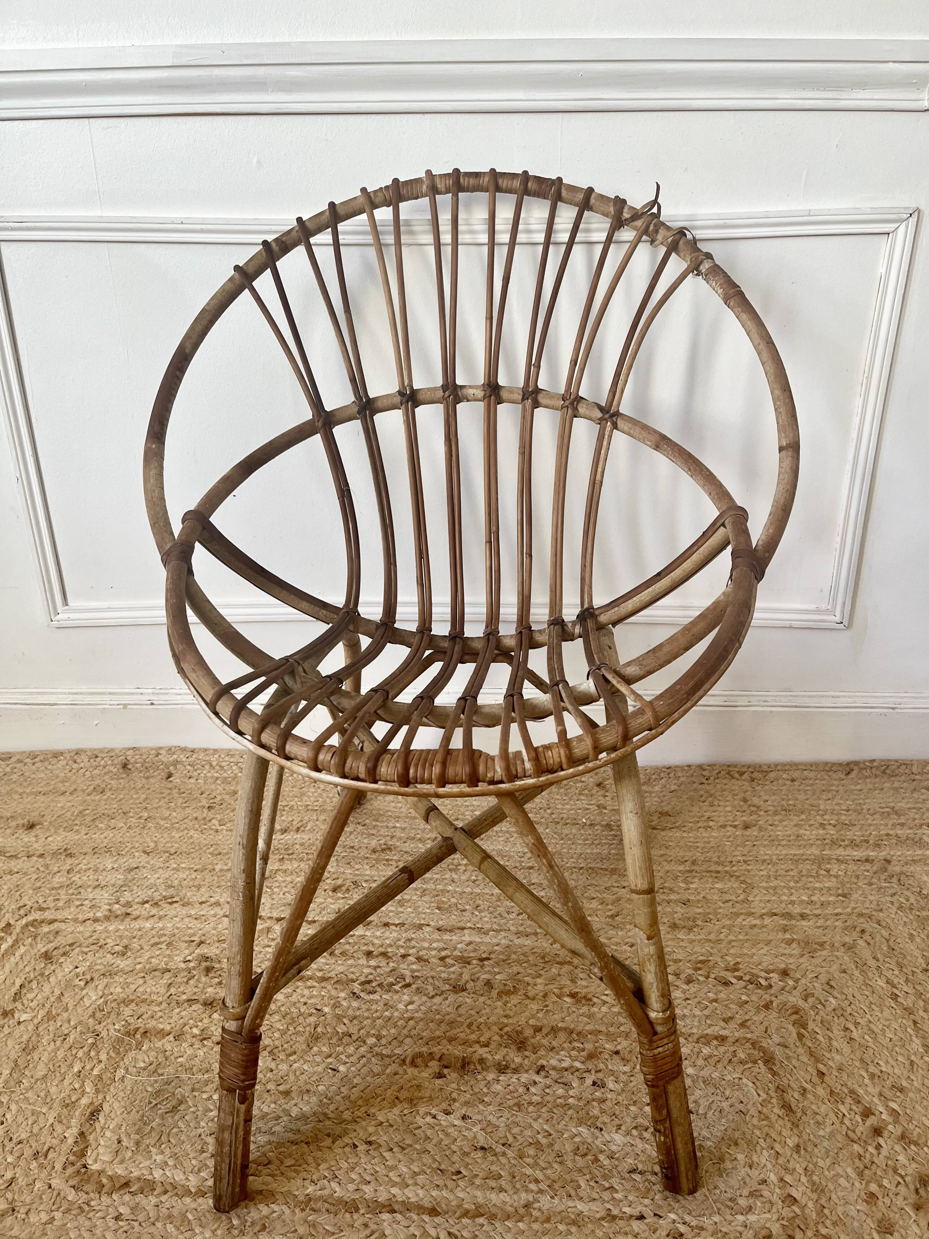 7 vintage rattan armchairs