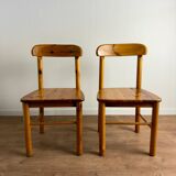 Pair of solid pine chairs, rustic chic feel