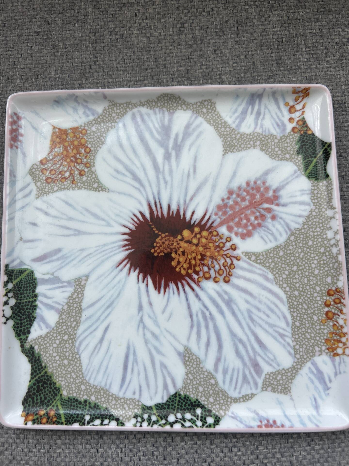 Raynaud Limoges "Exquisite Flowers" Hibiscus Porcelain Dish Tray b