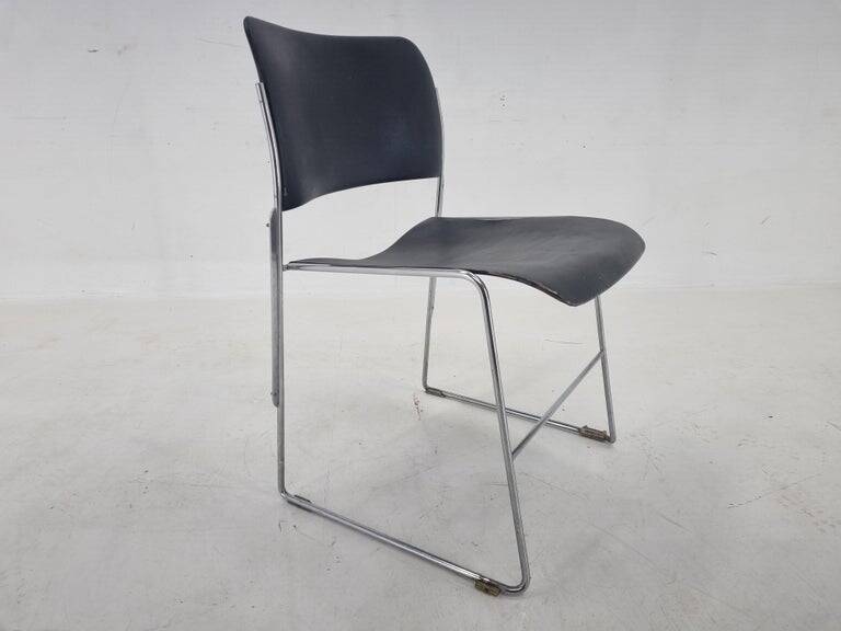 Midcentury David Rowland 40/4 Black and Chrome Side Chair, 1970s