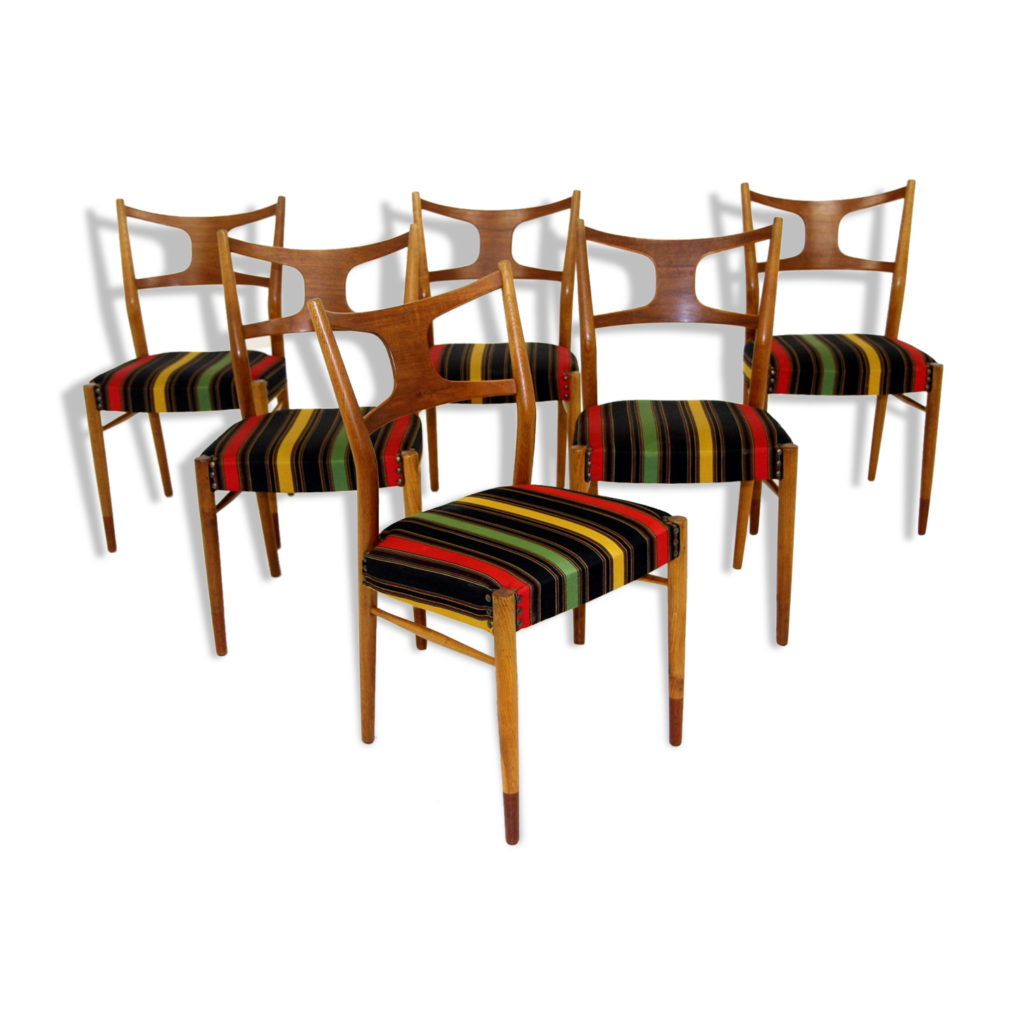 Set of 6 teak chairs, Denmark, 1960