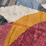 Moroccan Berber carpet Boujaad unbleached with colored flats 243x142cm