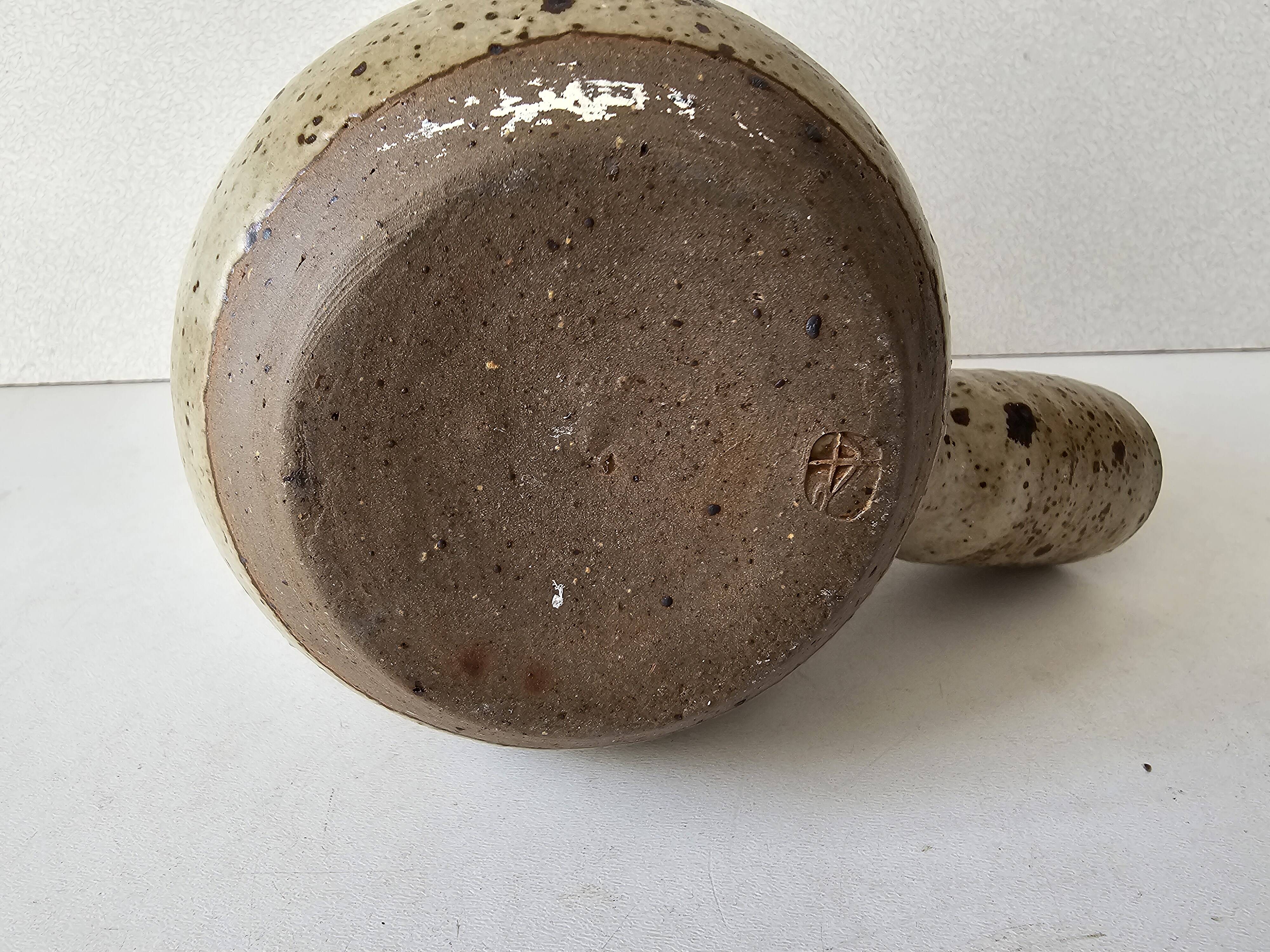 Ceramic stoneware milk jug with spout and signed Corsican pictogram