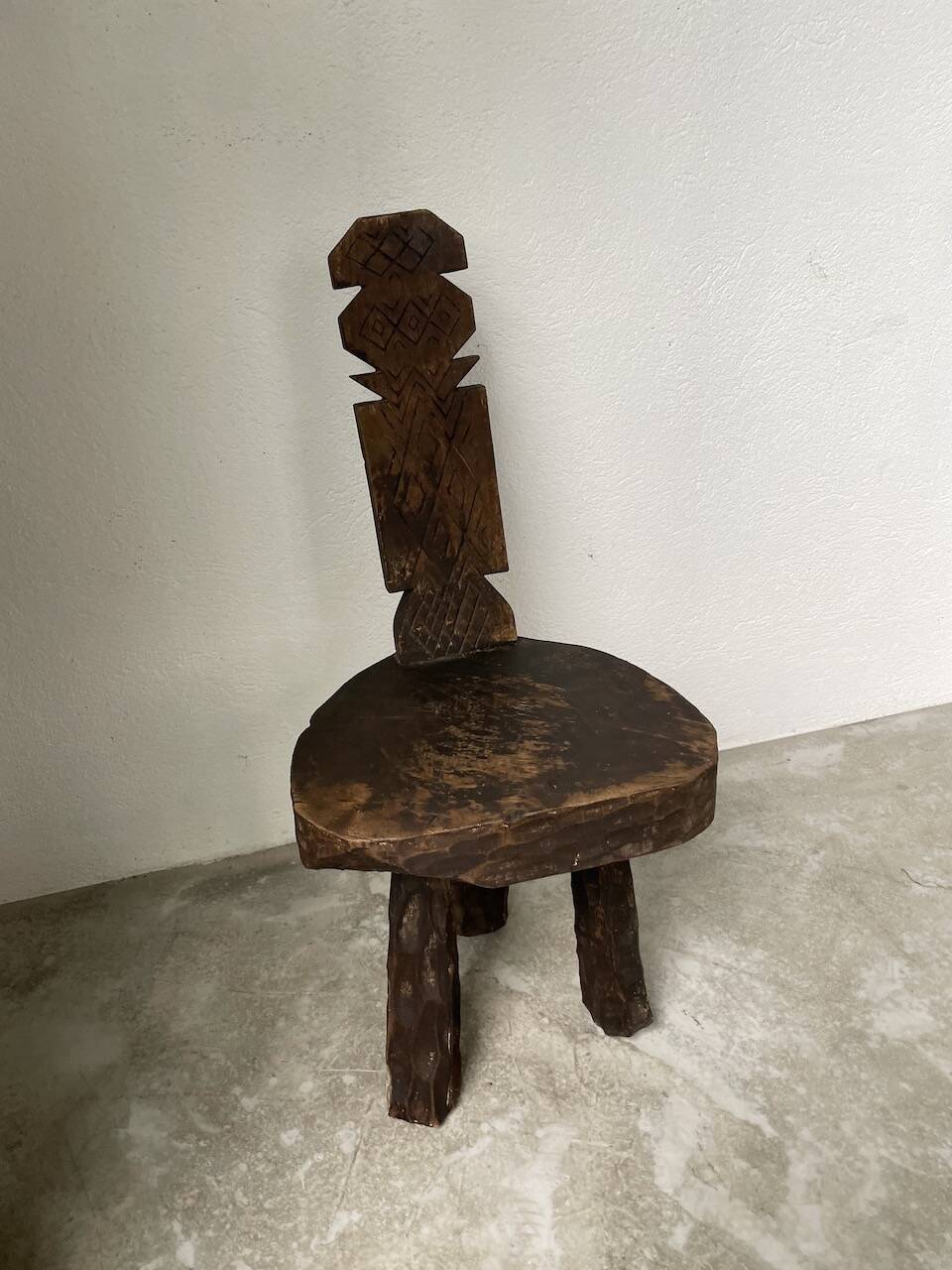 Brutalist stool with African influence