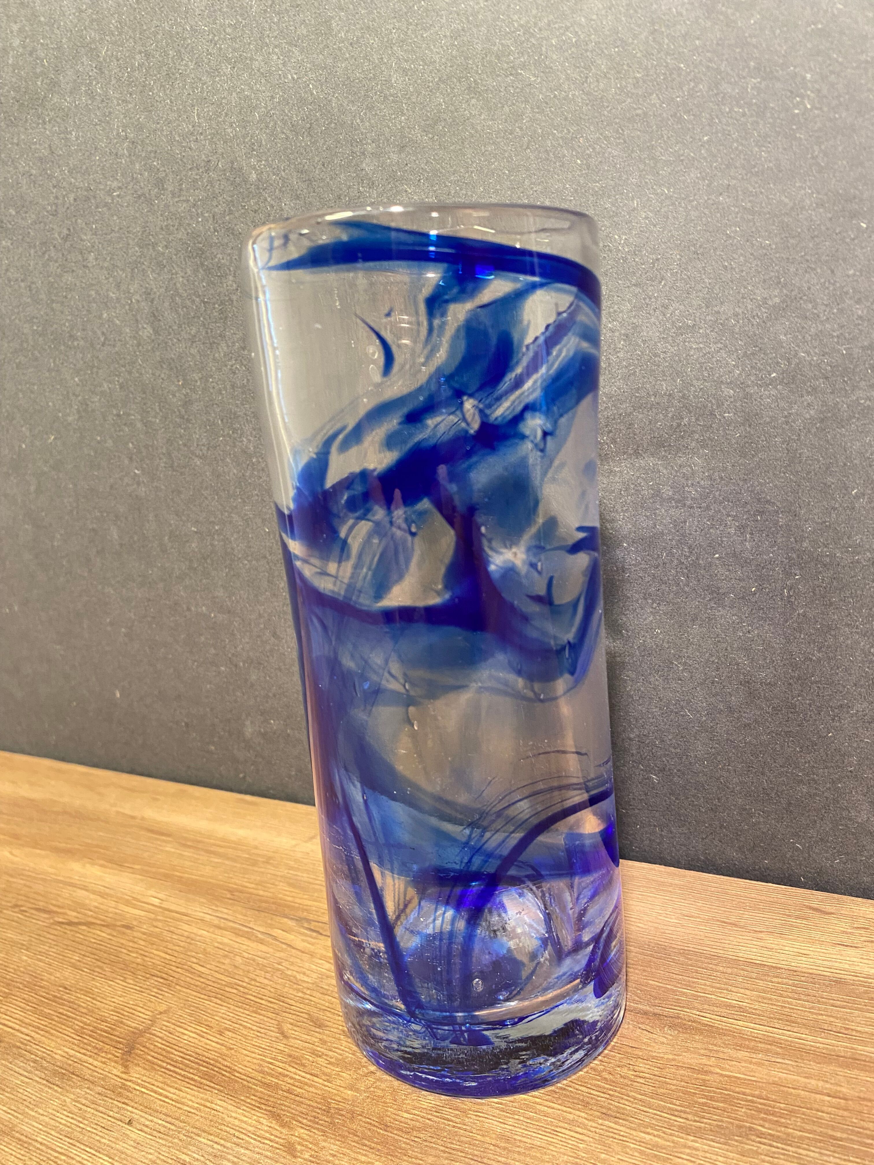 Tubular vase in stylized glass, arts and crafts