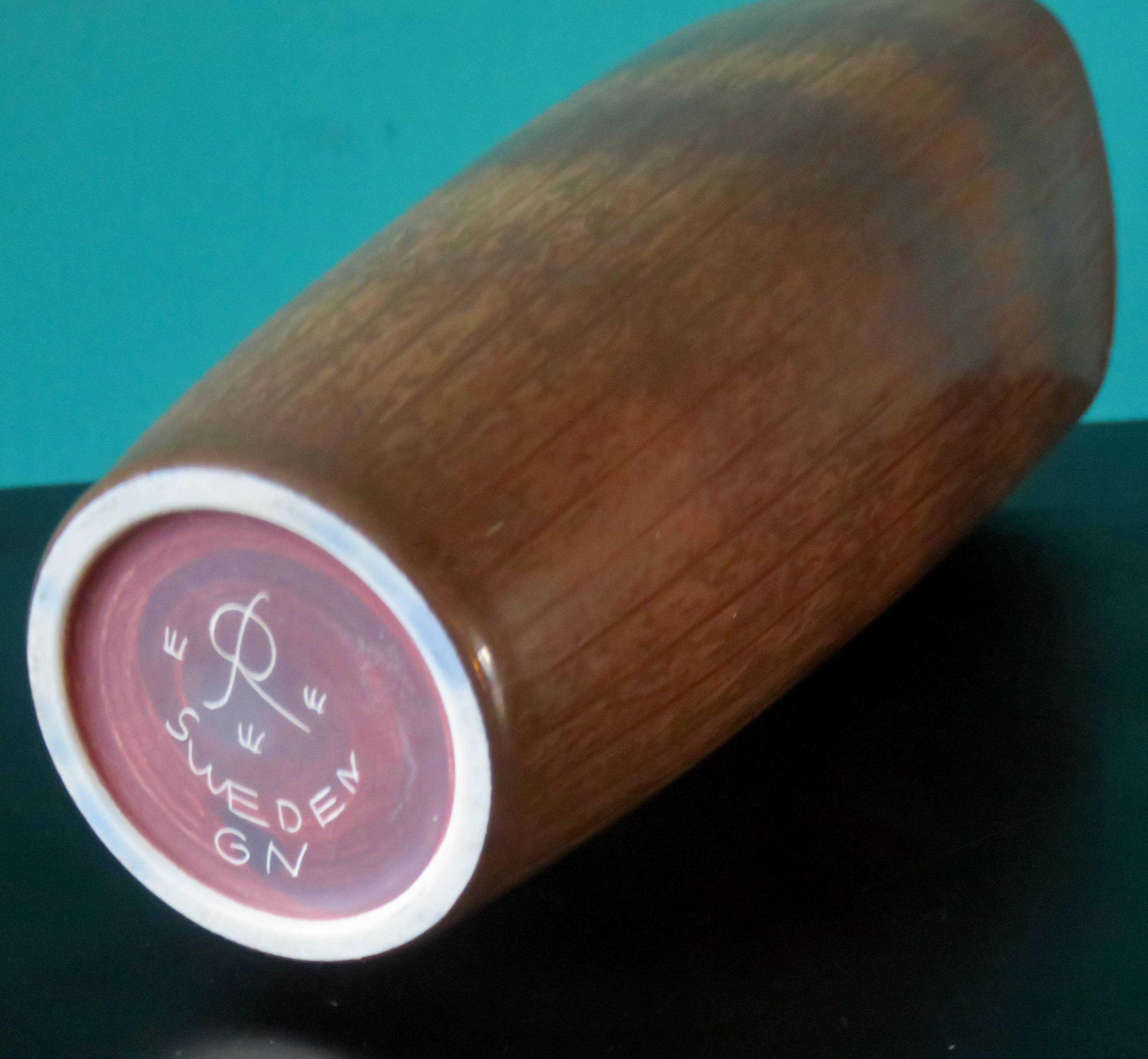 Stoneware vase in shades of brown, taupe and ochre by Gunnar Nylund for Rorstrand. Sweden 1960