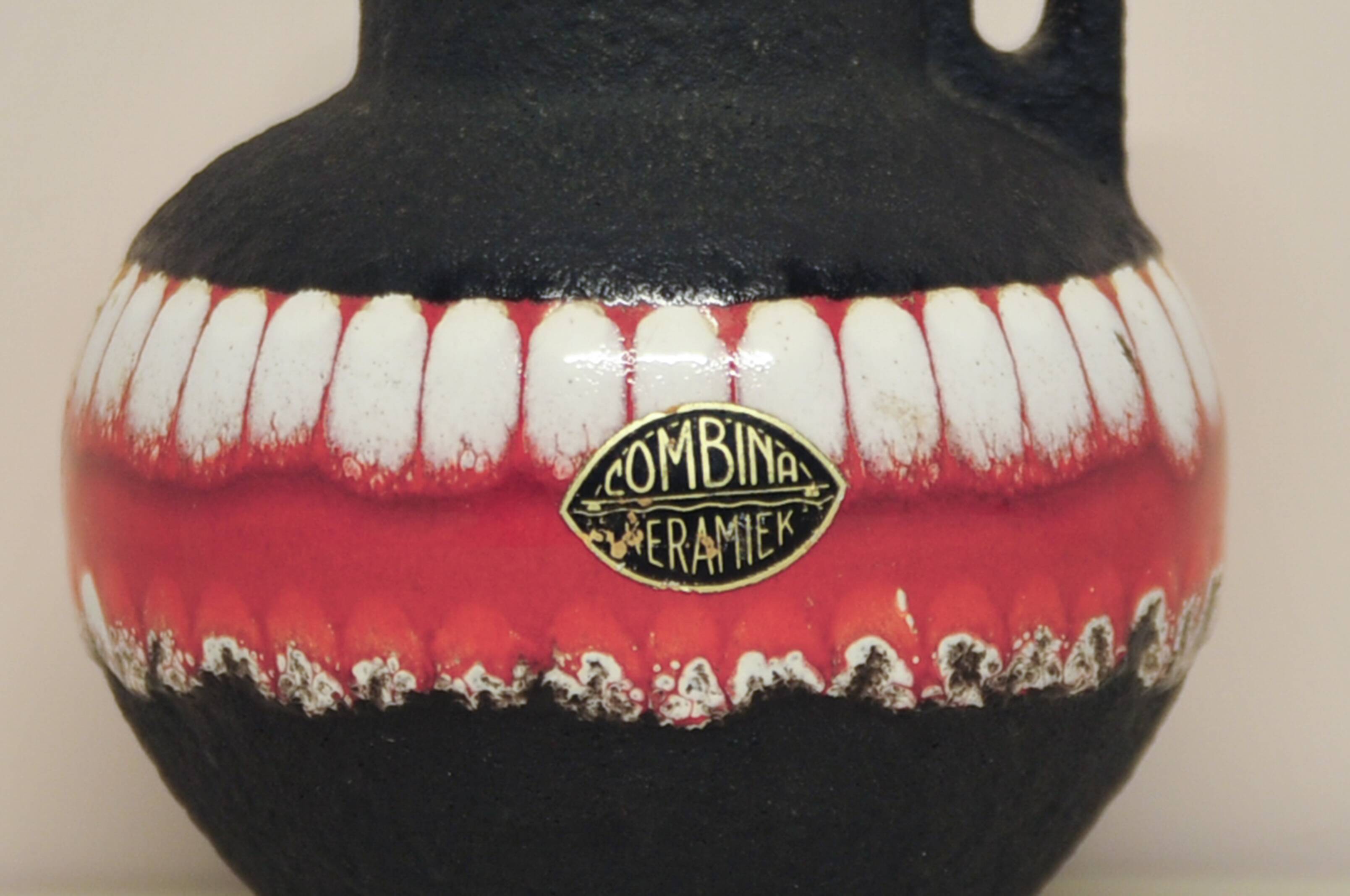 vintage red & black West Germany vase Combina Ceramic