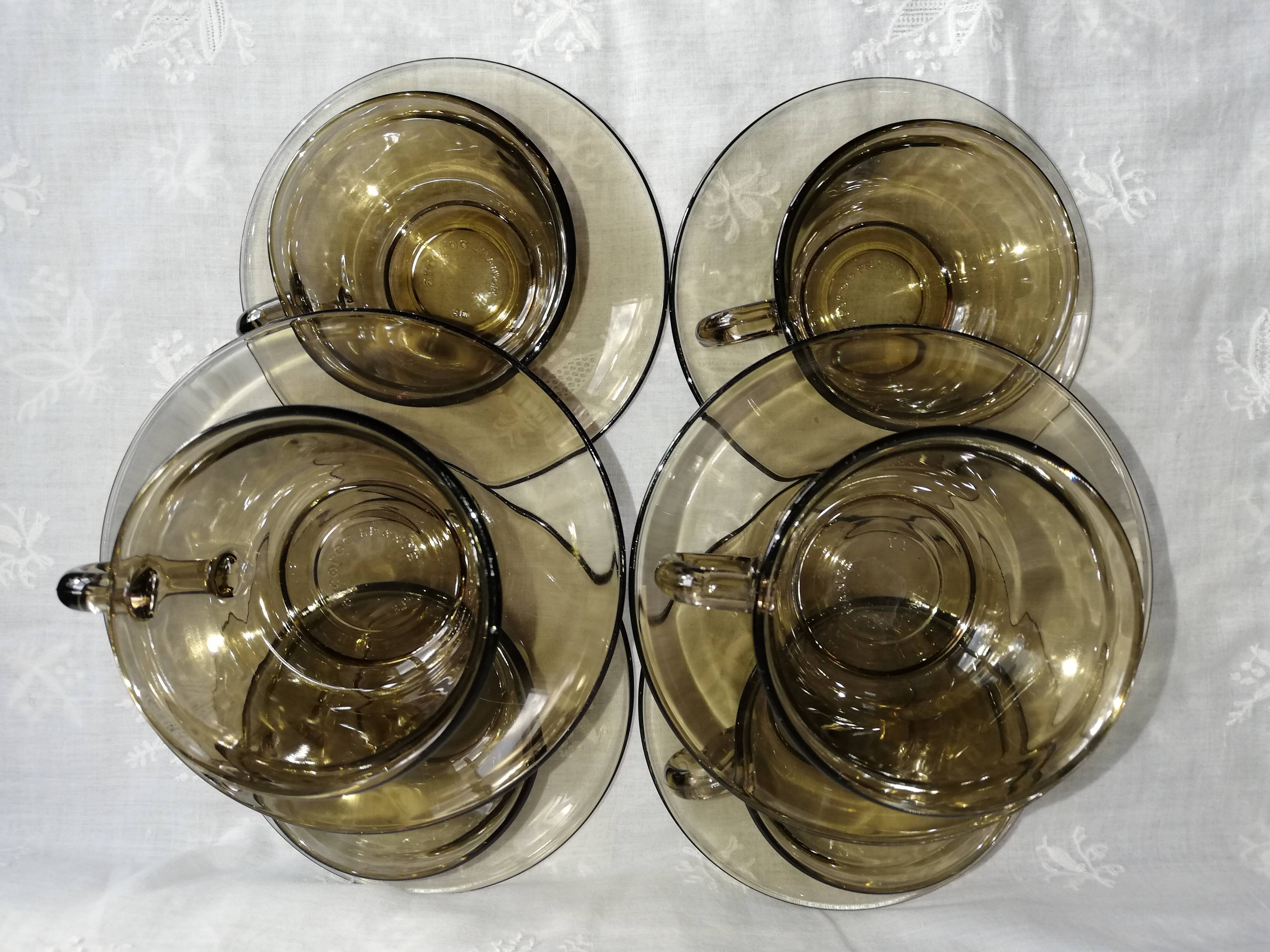 Arcoroc smoked glass coffee service