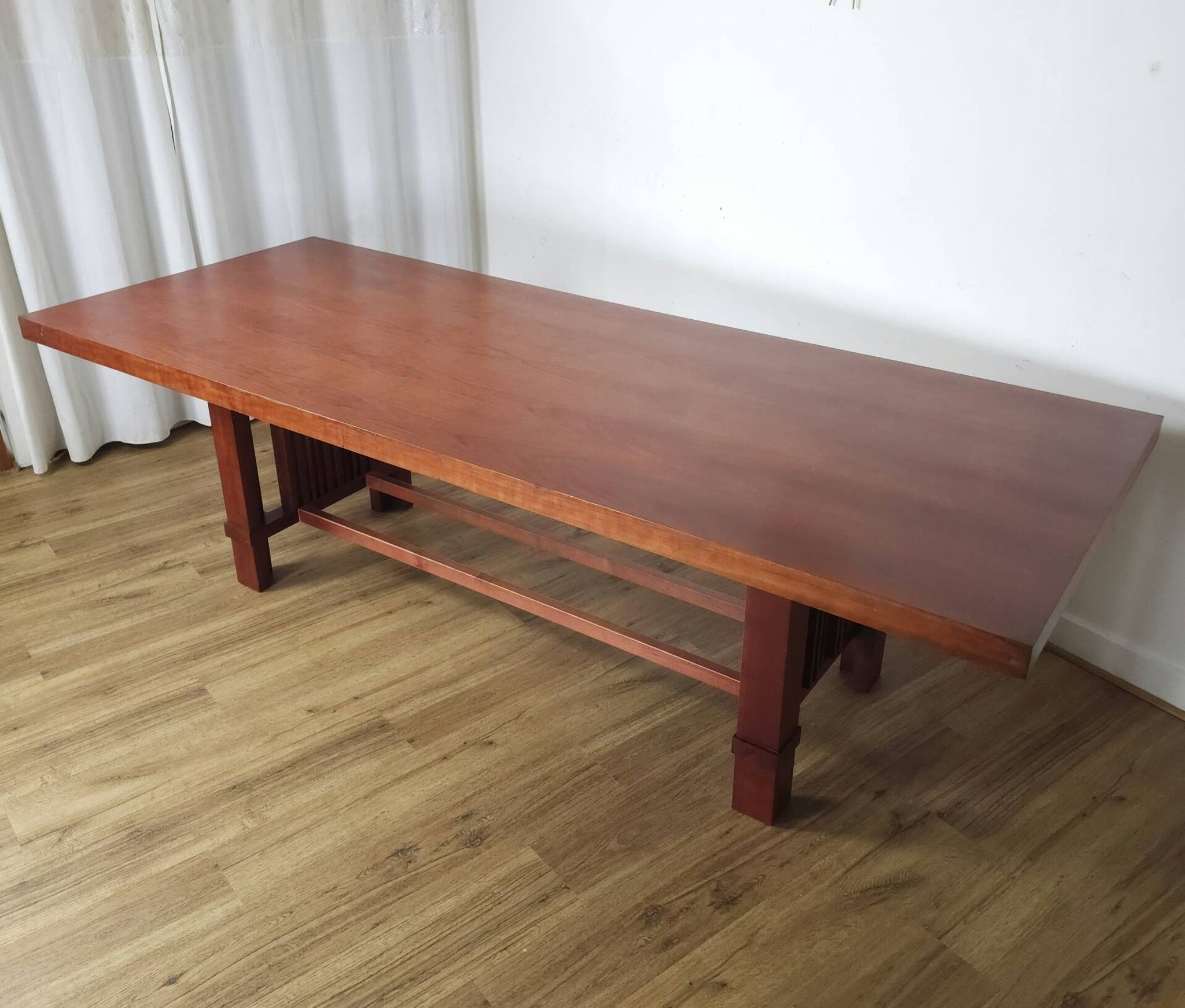 Large vintage cherry wood dining table, Taliesin 608.