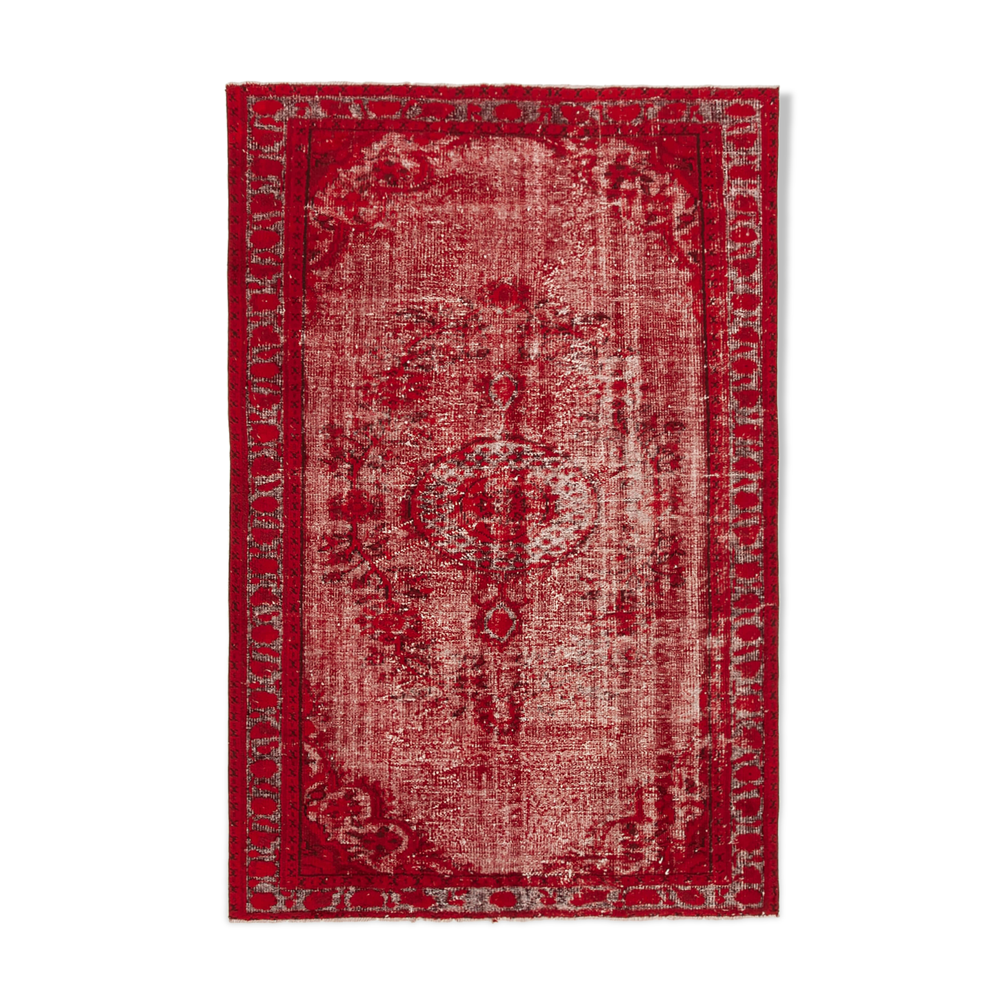 Hand-Knotted Vintage Turkish 1970s 177 cm x 268 cm Red Carpet