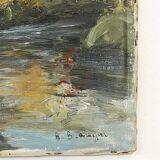 Painting "Riverside", oil on canvas