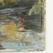 Tableau "Bord de rivière", huile sur toile