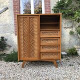Convenient cabinet in vintage rattan 60s