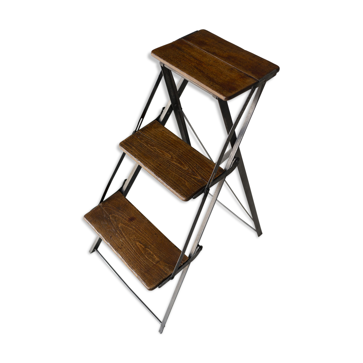 Old wood and metal stepladder