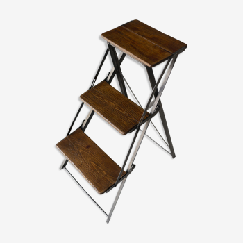 Old wood and metal stepladder