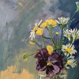 Acrylic on canvas contemporary painting bohemian countryside still life