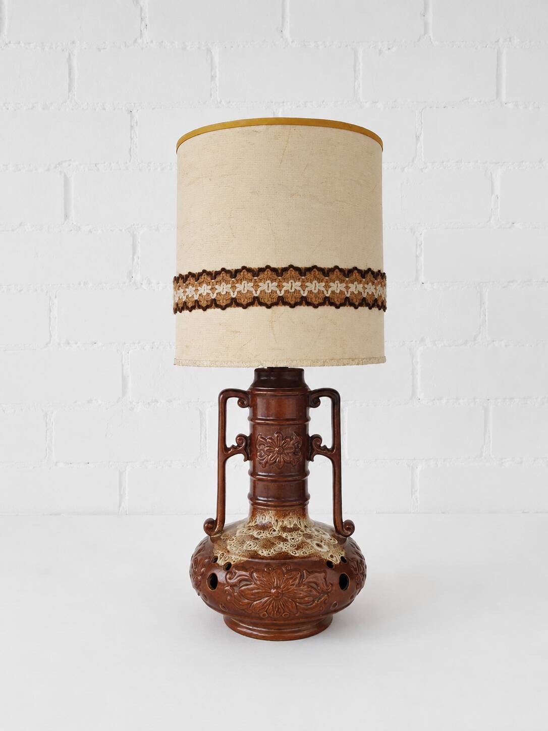 Vintage Fat Lava ceramic lamp – 70s retro lamp with shade