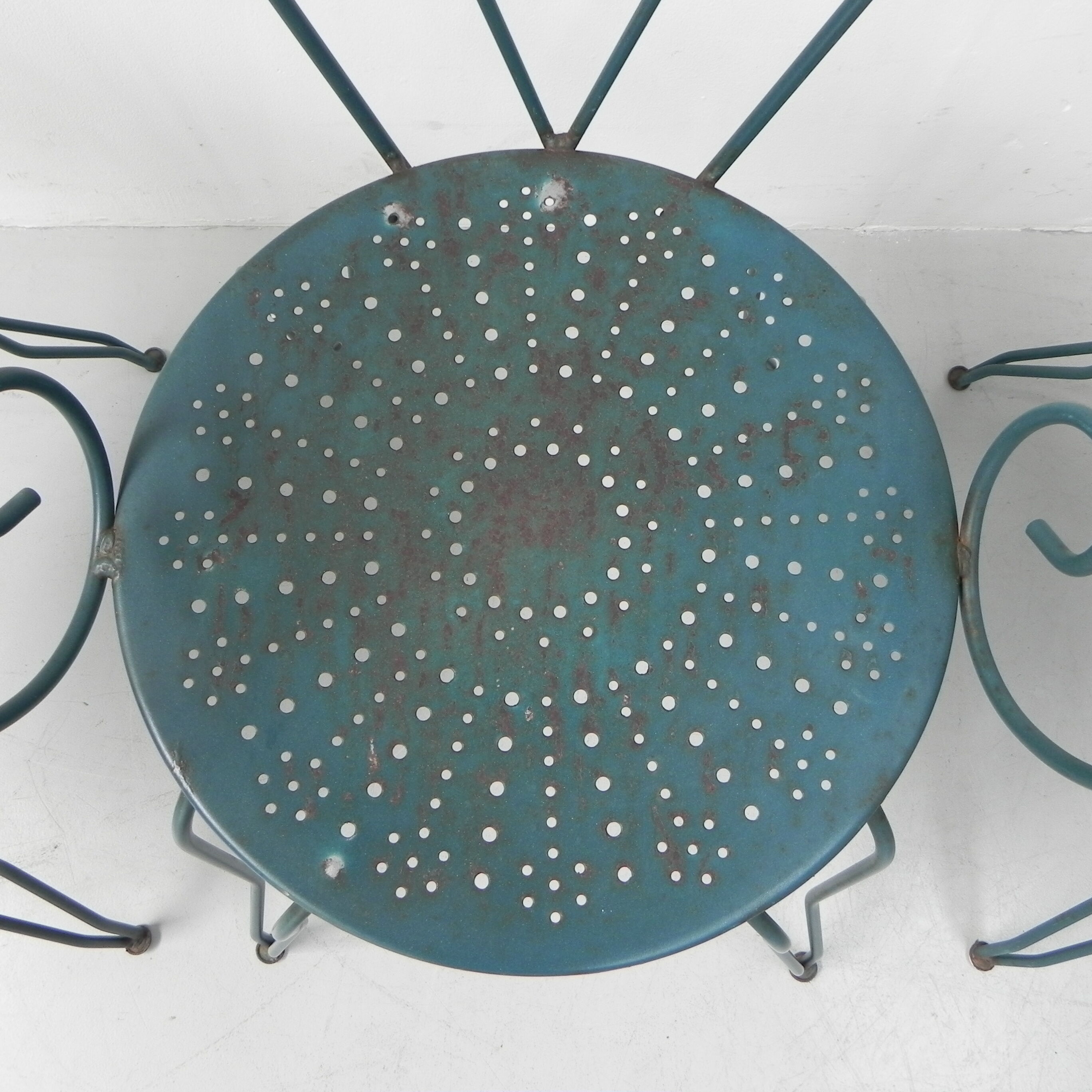 Ensemble de 4 chaises de jardin vintage en acier