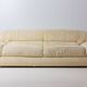 Luxurious plush 3-seater sofa in vanilla fabric, Italy 1970s