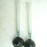 Set of 2 bubbled blown glass vases