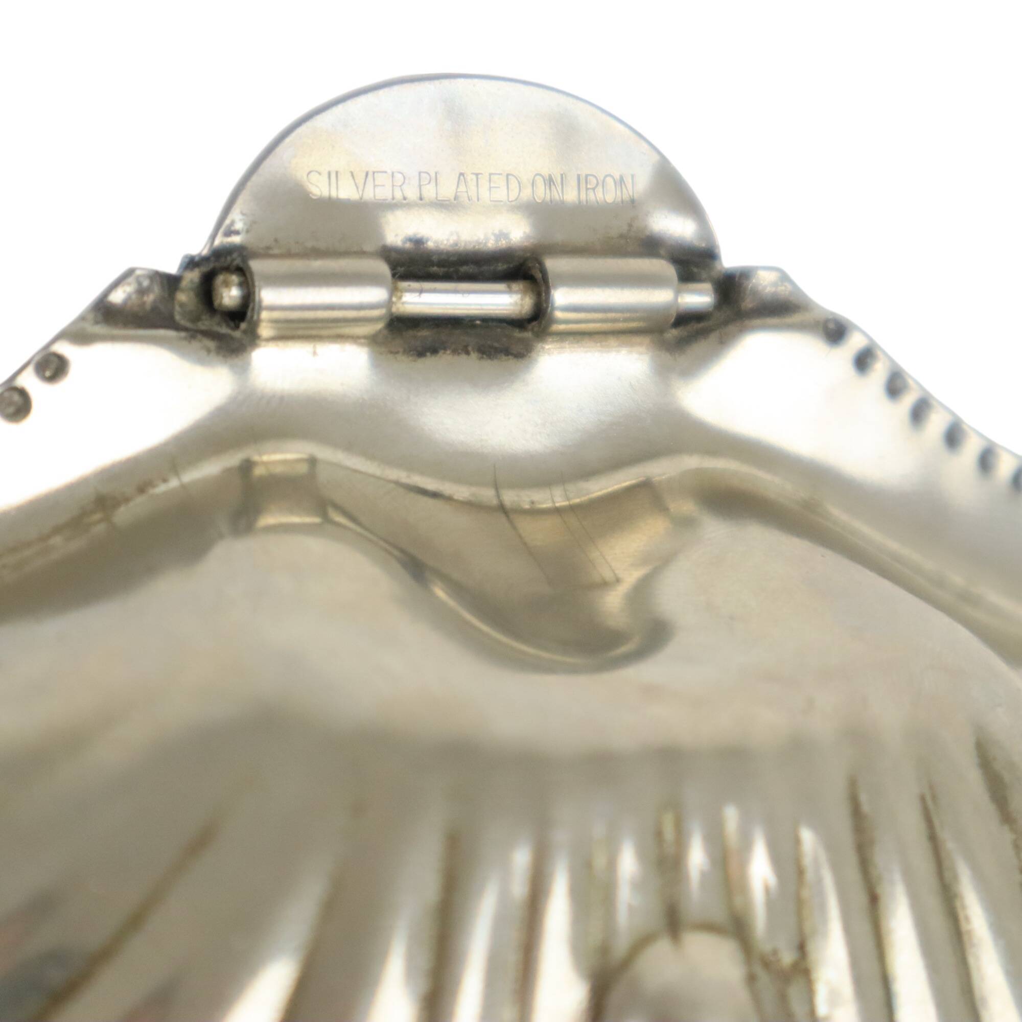 Vintage Argent Plaqué Shell Beurrier Caviar Holder Verre Marqué