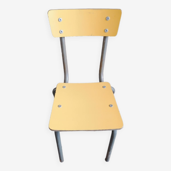 Small school chair 1950s yellow formica tube