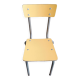 Petite chaise ecole 1950s tubee formica jaune