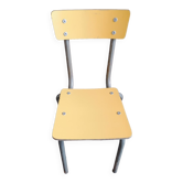 Small school chair 1950s yellow formica tube