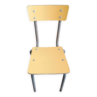 Small school chair 1950s yellow formica tube