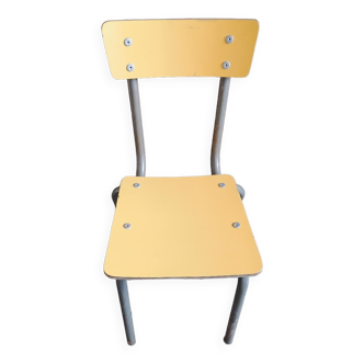 Petite chaise ecole 1950s tubee formica jaune