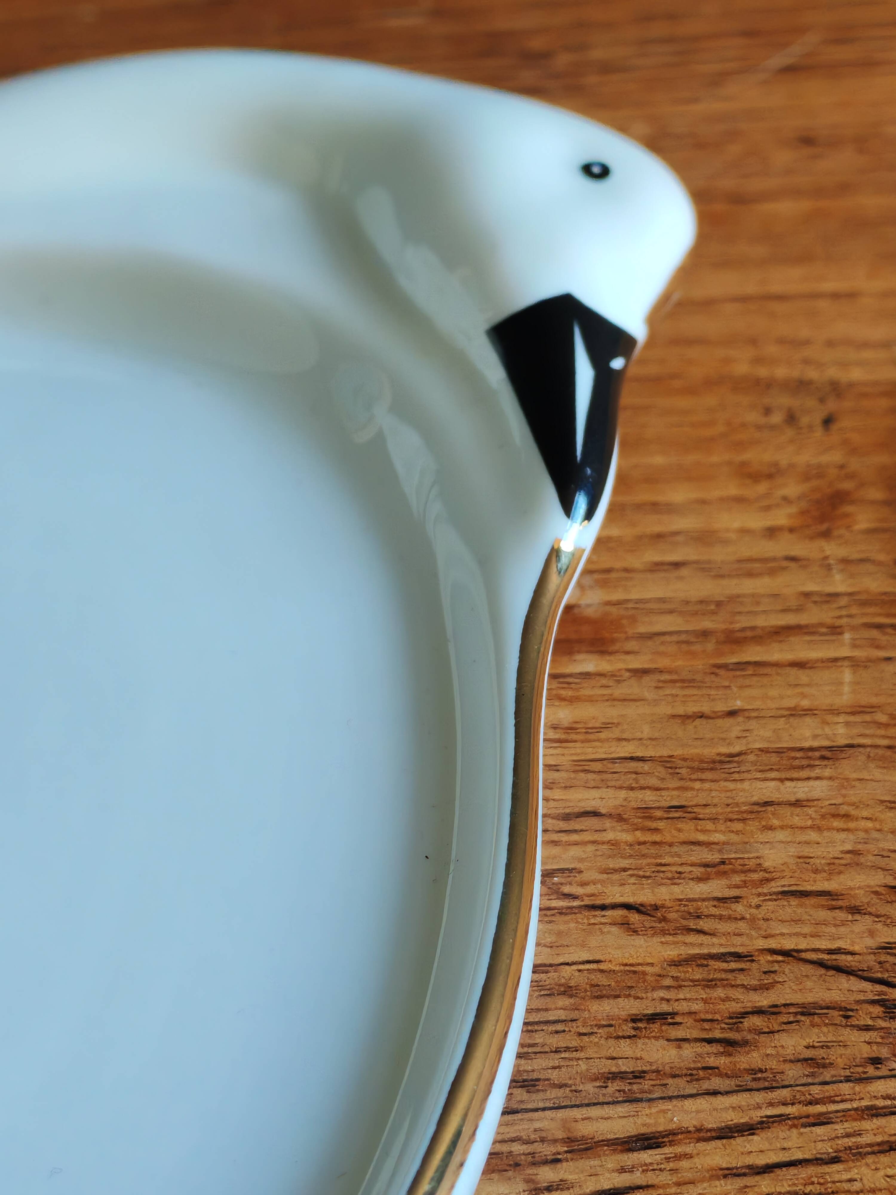 Vintage Porcelain Foie Gras Tray | Oval Duck/Swan Shaped Dish