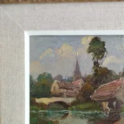 Washerwoman at the washhouse - Old oil painting signed Gilbert