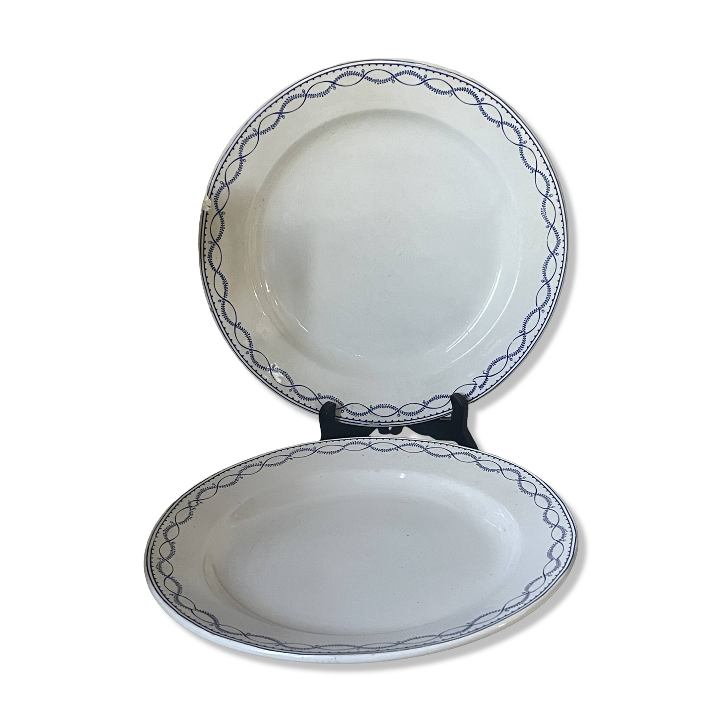 Pair of round dishes Boch La Louvière circa 1900