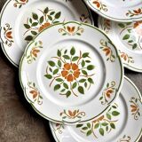 6 flat plates in glazed earthenware