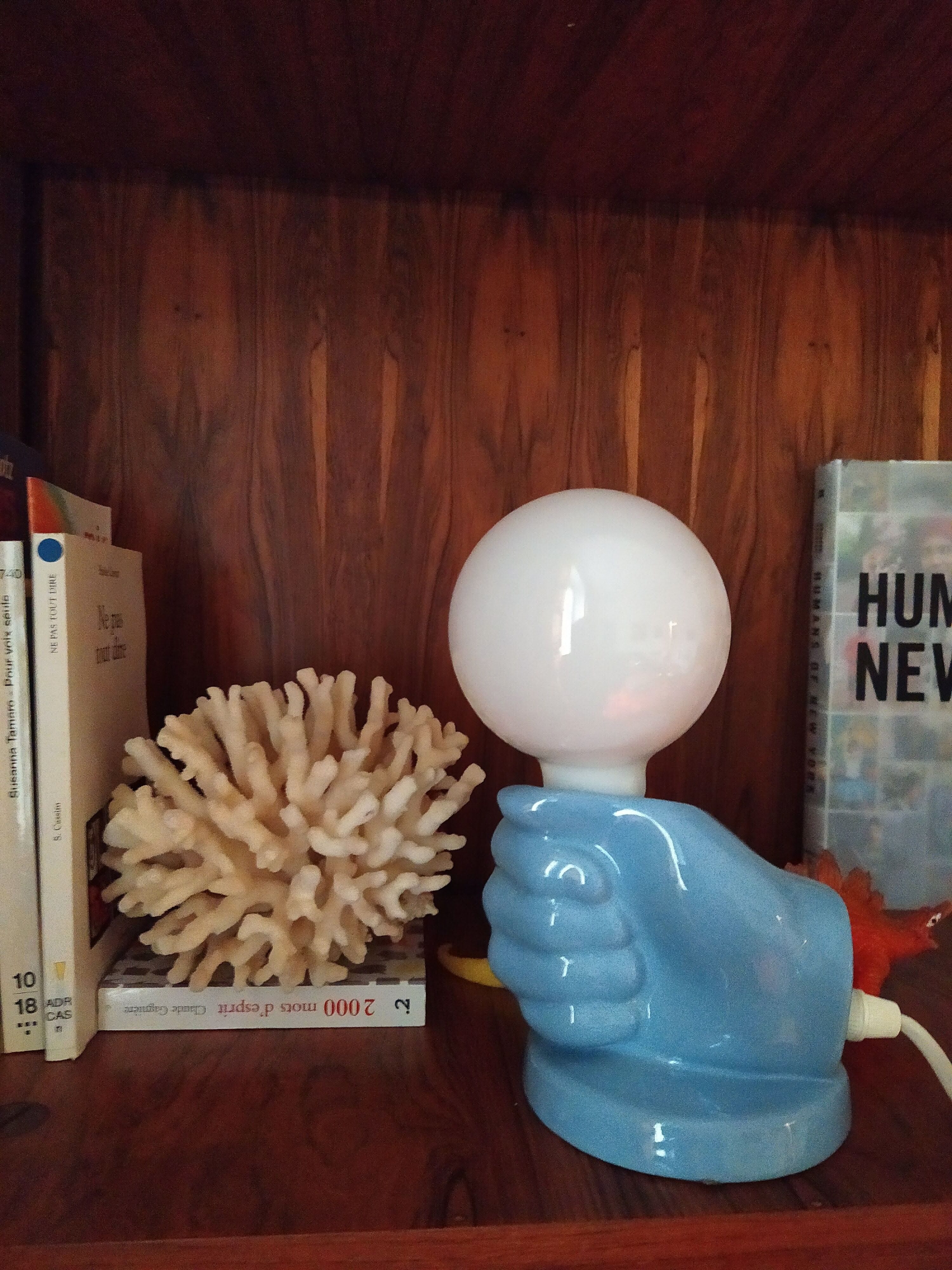 Italian table lamp 80s faience