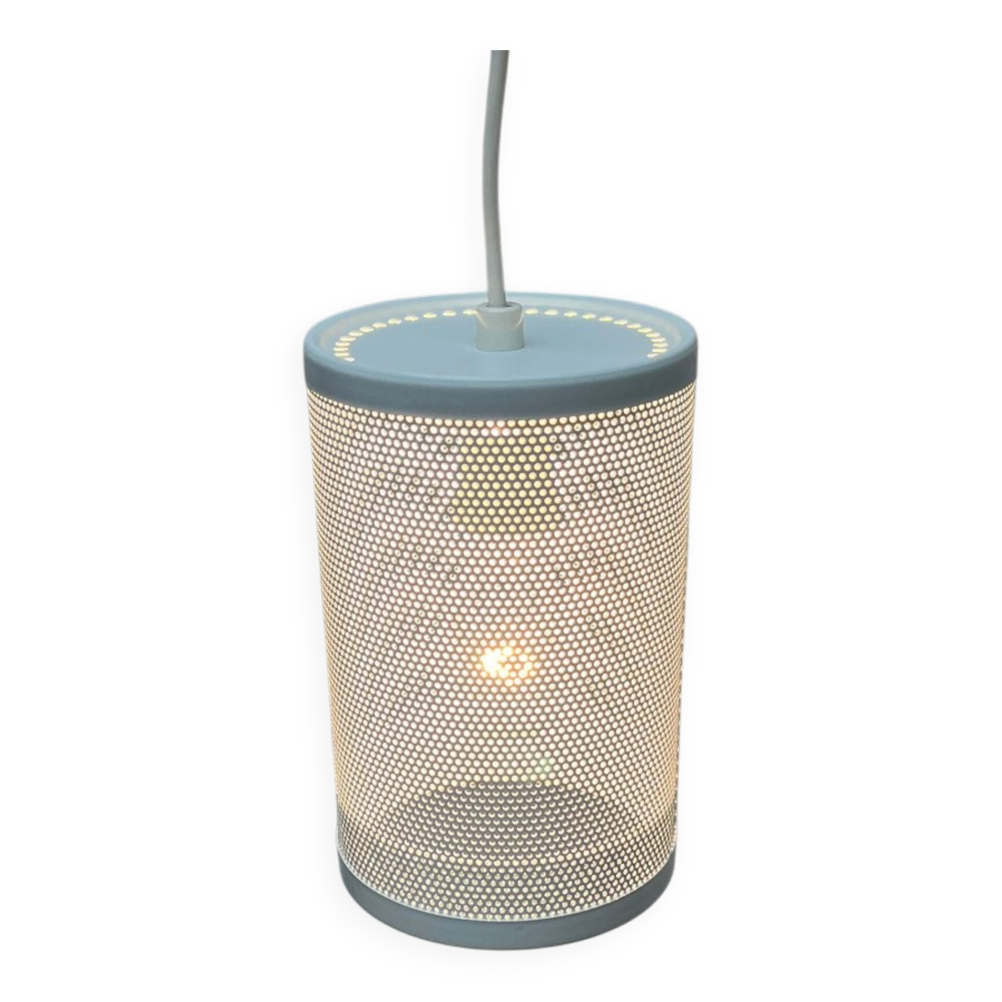 Minimalist perforated metal pendant lamp by Orno, Finland.