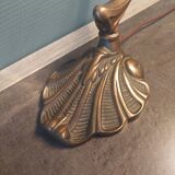 Ancienne lampe design de bureau table en fonte fleur en verre blanc