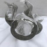 Vase ancien forme coupe verre moule transparent design vintage
