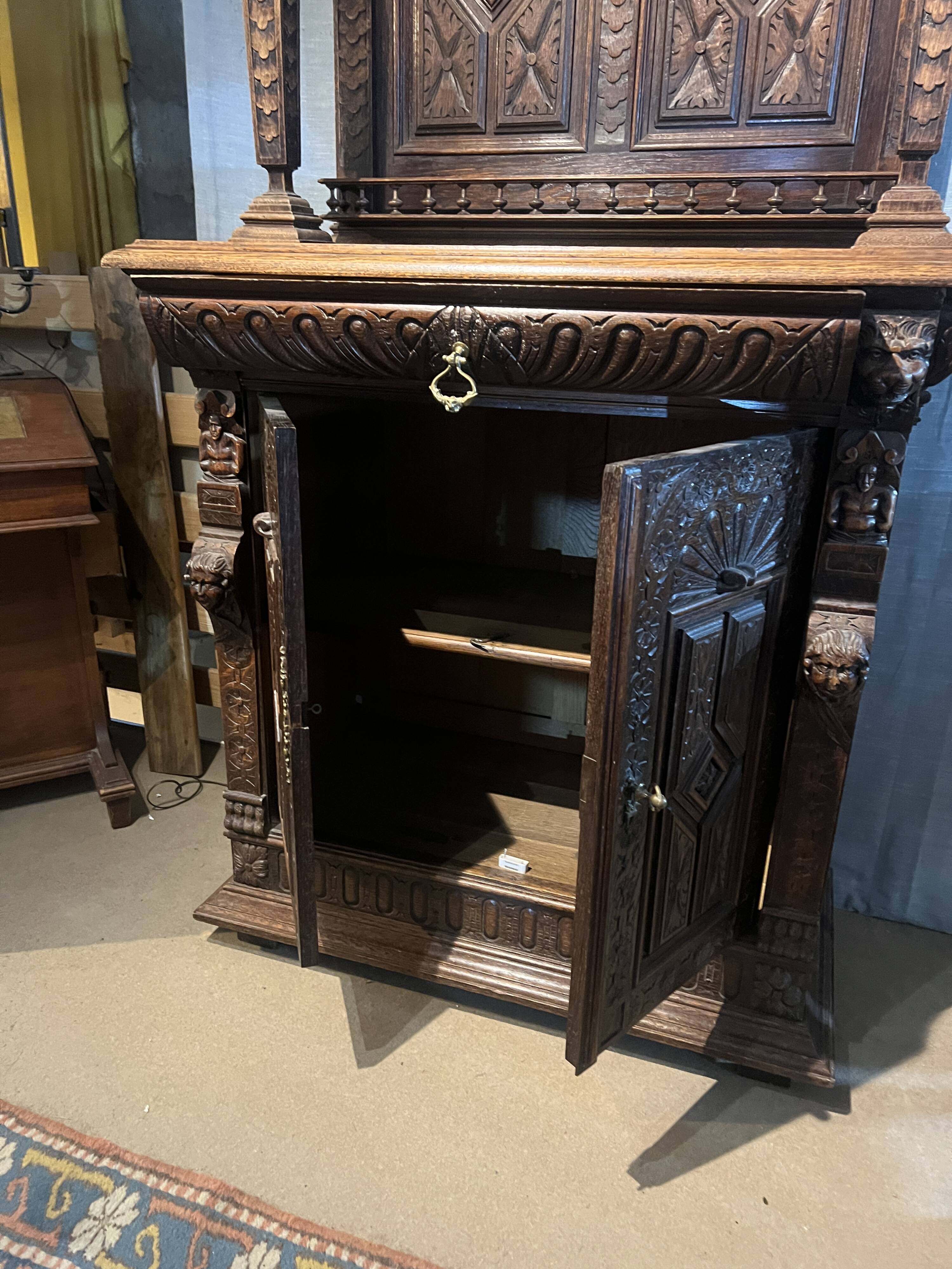 Renaissance Style Oak Sideboard