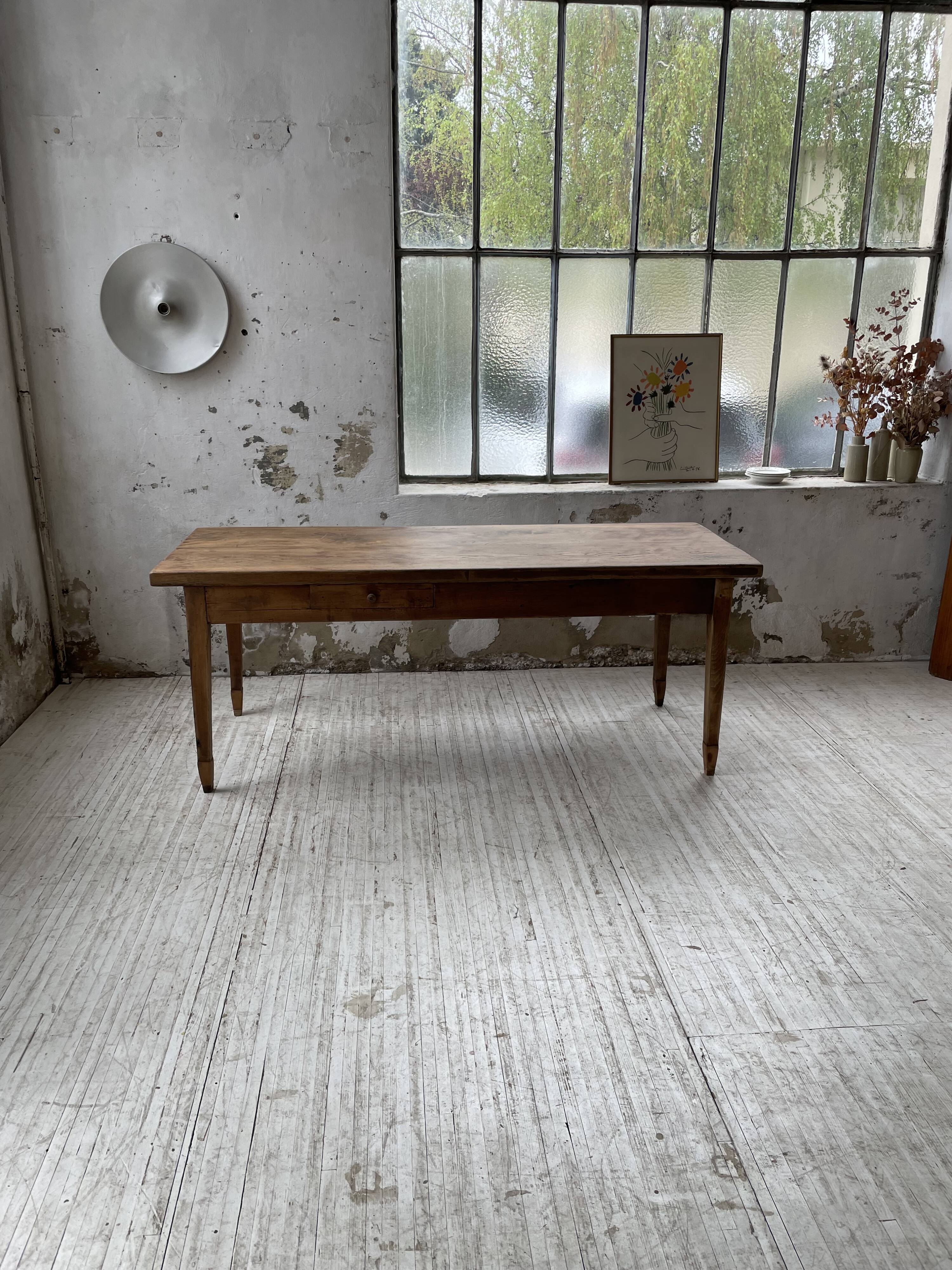 Farmhouse table in oak and walnut 2m