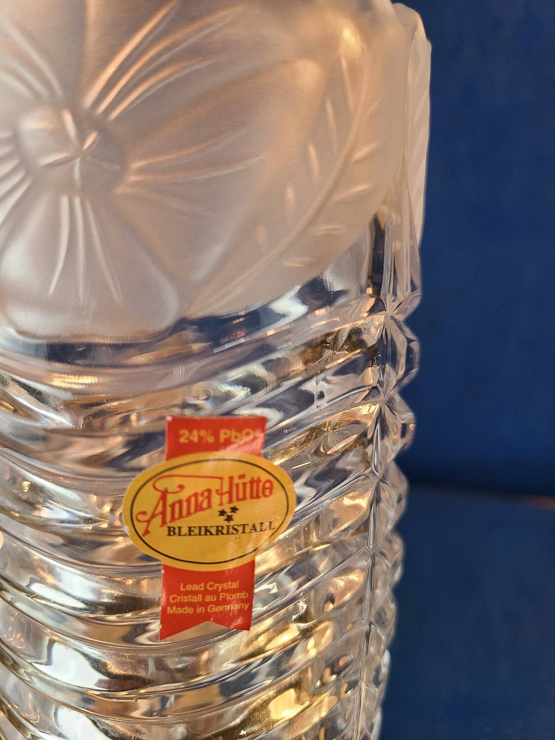 Antique crystal vase, floral pattern