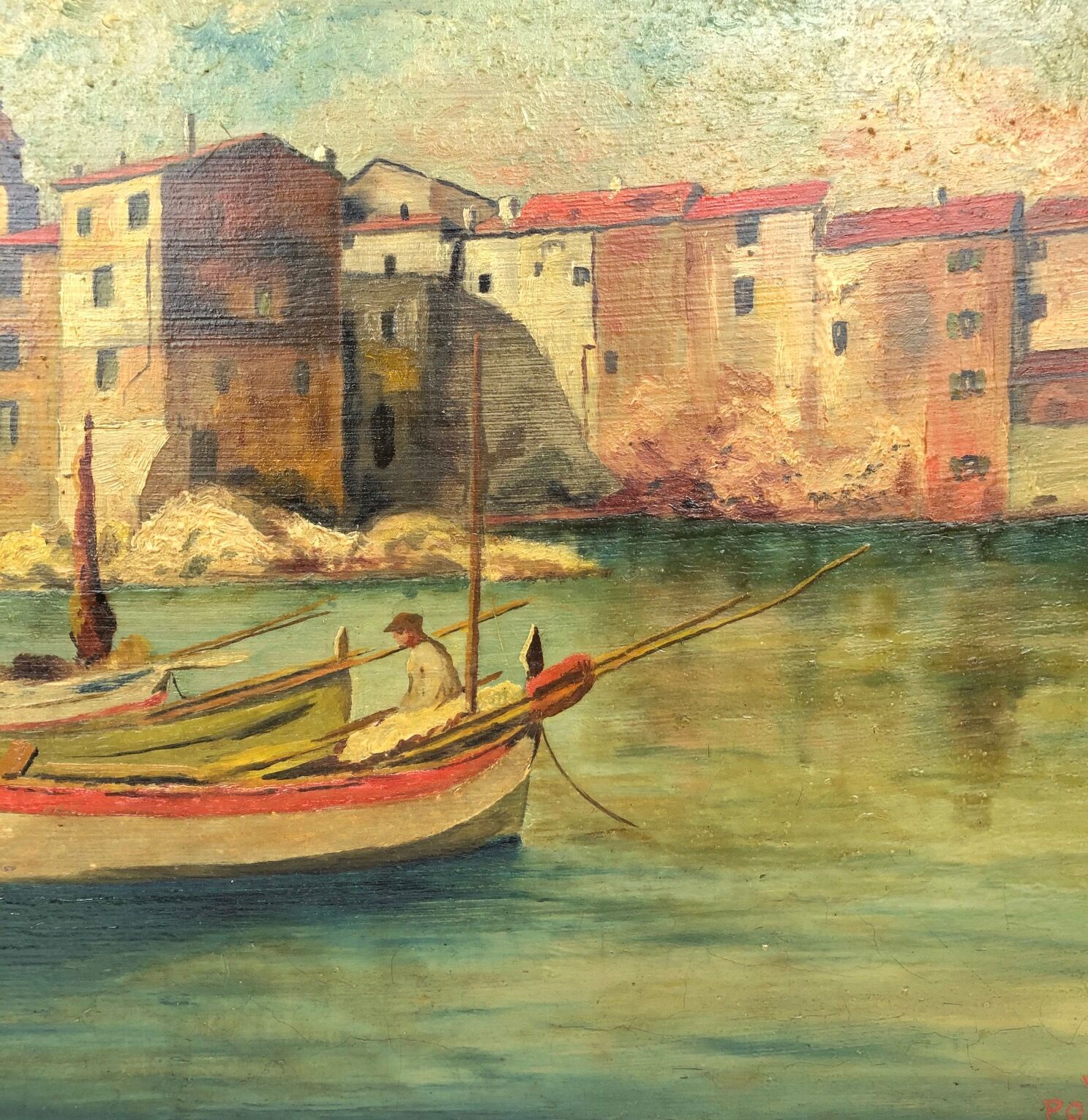 Oil on panel, "The Côte des Basques", by Victor Poncelet, 20th