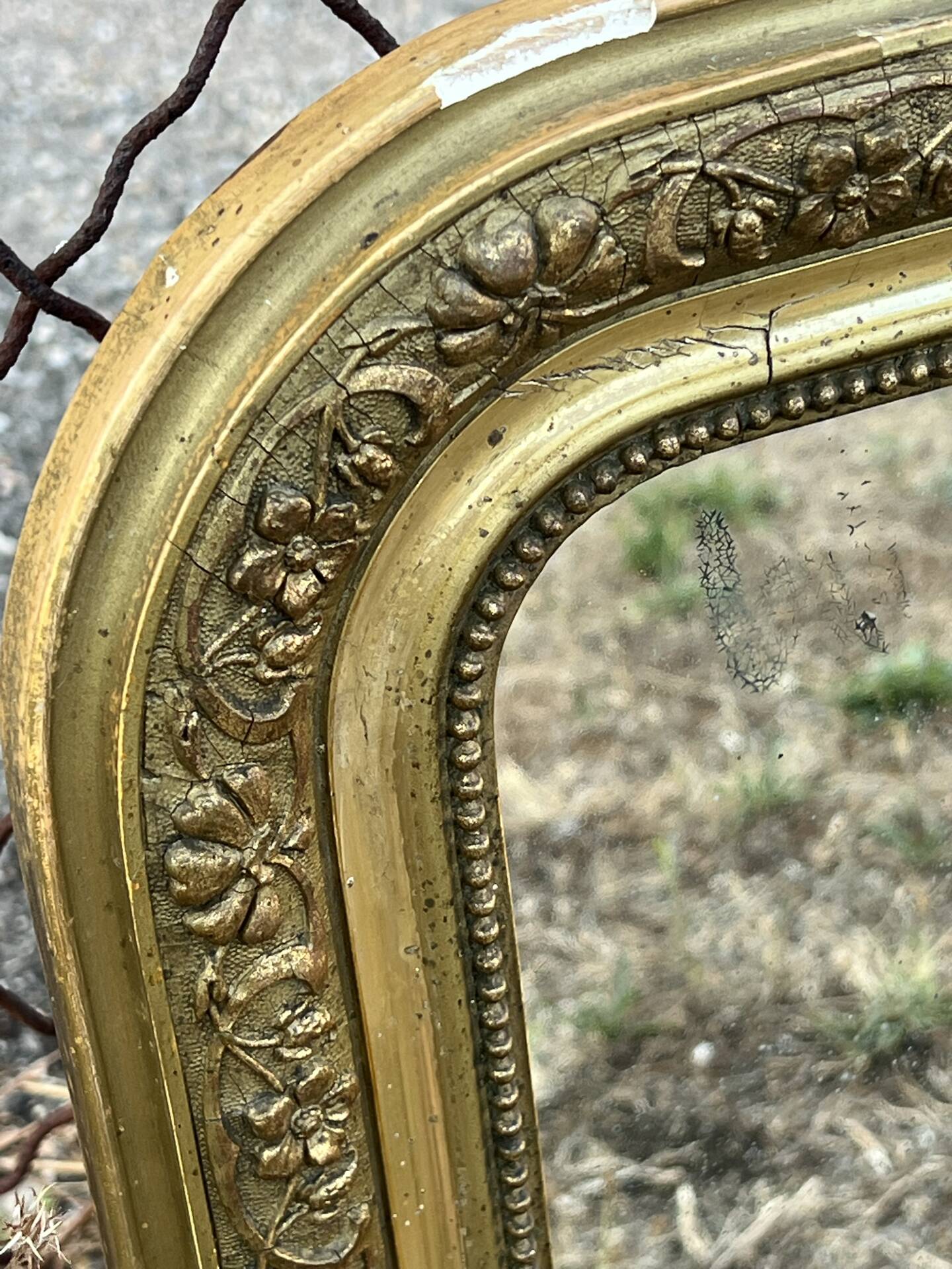 Louis-Philippe mirror with gold leaf, mercury glass 65x51cm