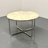 Vintage round marble dining table with tubular frame base