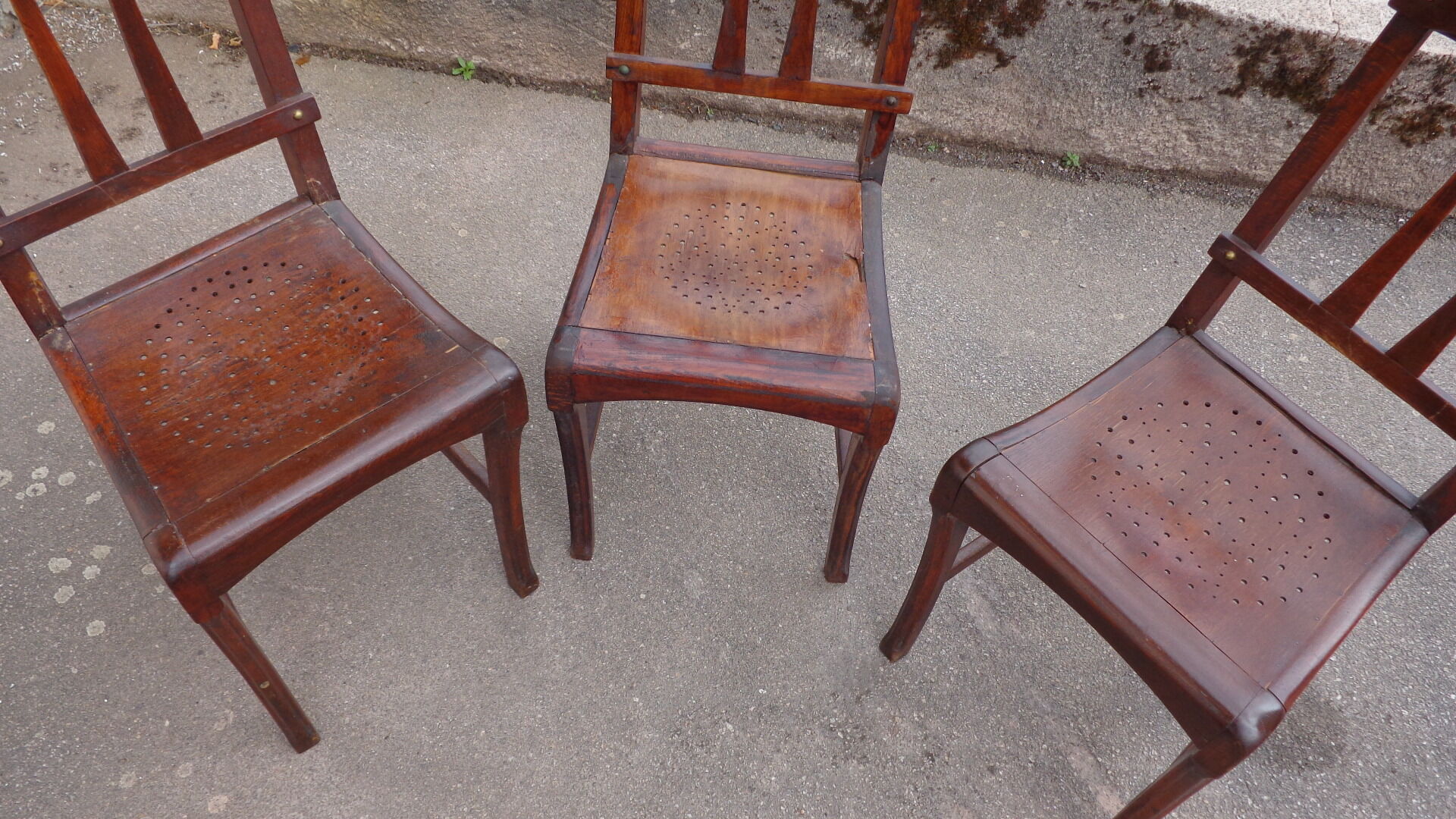 3 brewery chairs early twentieth century