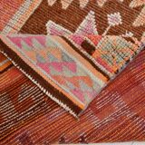 Soft Orange & Pink Star Pattern Handmade Wool Runner Rug, 99x338 Cm