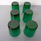 Italian green glass decanter and tumbler, 1960s, set of 7.