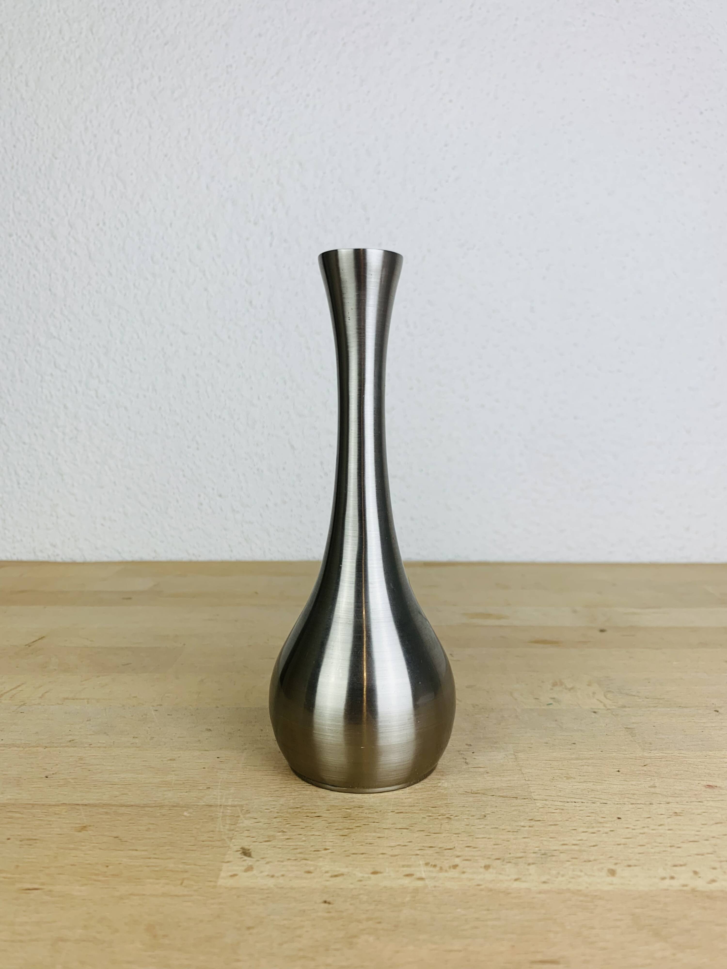 70s stainless steel vase, vintage, space age