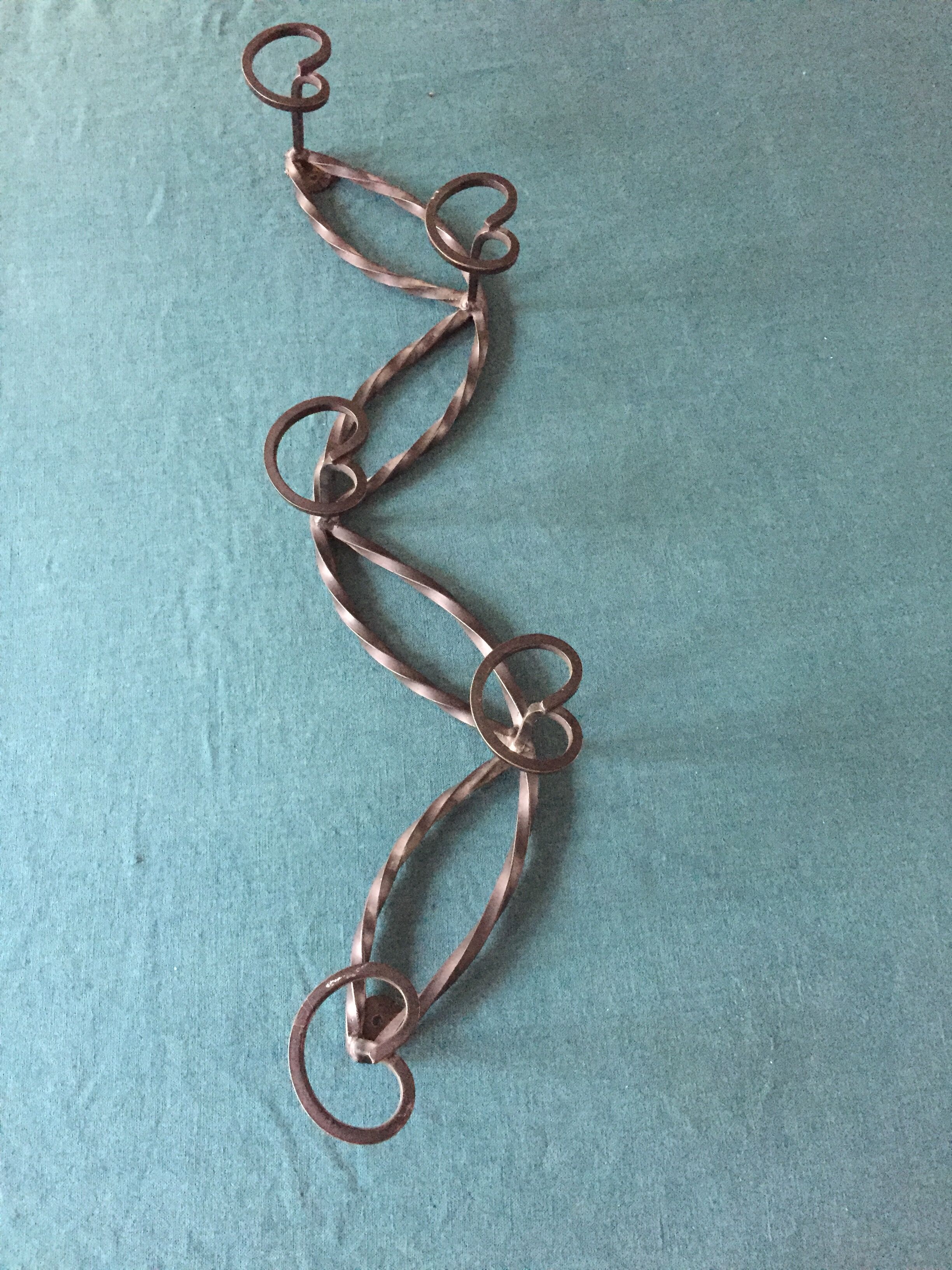 Vintage wrought iron coat/patère with 5 hooks