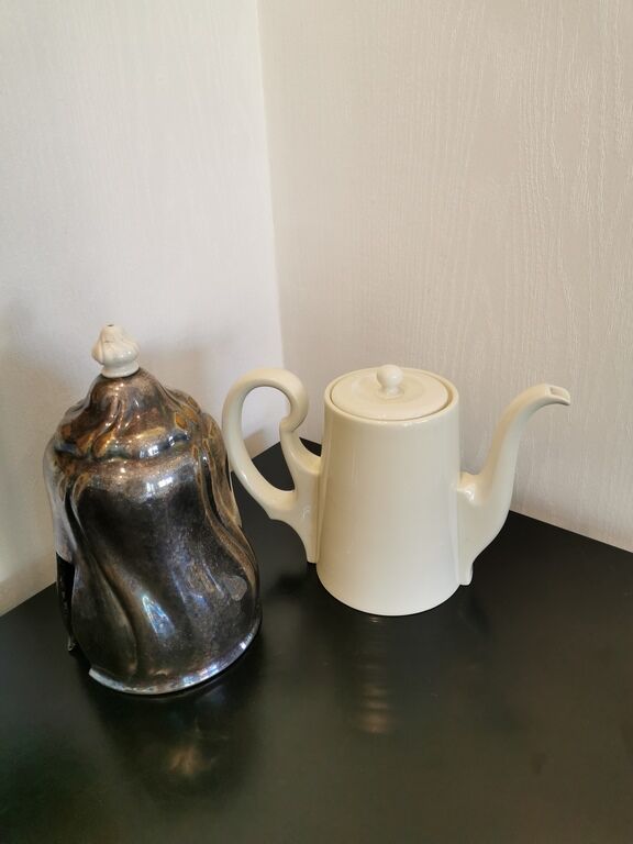 Silver-plated ceramic jug